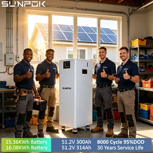 Batterie solaire au lithium SUNPOK 300Ah 15kWh, batterie Lifepo4 montée au sol, système de stockage d'énergie domestique mobile 51.2V - Product Image 2