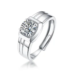 Thrivng Permata Valentine 'S Hari Hadiah 925 Sterling Perak Ring dengan Harga Murah Pasangan Resizable Cincin untuk Pria