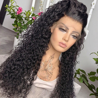 Gelombang air mewah basah dan bergelombang Remi Brasil campuran rambut kepang bagian tipis rambut manusia Afro wig renda depan tanpa lem