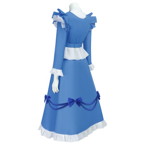 Disfraz de Cosplay de colegiala, vestido azul, talla M, con lazo, tocado, joyería, faja, conjunto de falda para mujer - Product Image 3