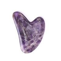 Outil de massage Gua Sha en pierre d'améthyste anti-âge, pierre précieuse, outil de soin du visage, rouleau de jade