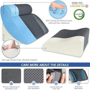 4pcs Set Bantal Orthopedi Bentuk Wedge Rajutan Busa Memori untuk Pasca Operasi, Pereda Nyeri Leher, Punggung, Kaki, Asam Refluks GERD, dan untuk Membaca di Tempat Tidur - Product Image 4