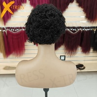 X-Tress Brésilien 13*1 HD Lace Front Perruques Naturel Noir Court Bouclés Perruques Pixie Cut Remy Cheveux Humains Pré Plumé pour les Femmes