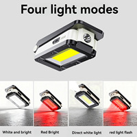 Lampe torche LED COB portable, rechargeable par USB, lumière rouge et blanche, lanterne de travail avec crochet magnétique et batterie intégrée