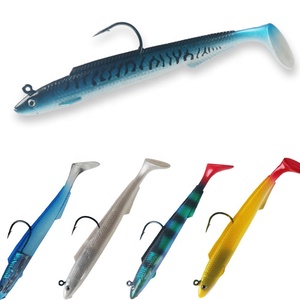 Lead head single hook soft fishing lures 150mm 30g OEM Custom T tail soft bait lead fish