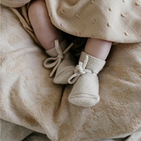 Personnalisé 100% coton biologique hiver mignon bébé bottes et chaussettes chaudes chaussures tricot literie pour enfants