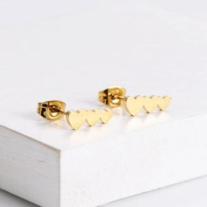 18K Позолоченные Три части сердца союз 316L Ювелирные наборы из нержавеющей стали серьги и ожерелье для женщин и мужчин 2023 - Product Image 3