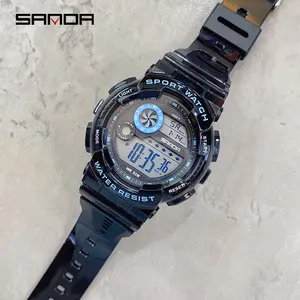 Students New Model Sanda 6114 Safe TPU Strap Reloj For Kids 2023 Trendy Fashion Design Children Quartz Movement Time Watch