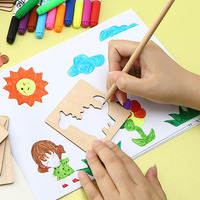 2024 usine vente directe en bois peinture pochoir modèles plusieurs thèmes couleurs formes bon sens cognition jouets pour enfants