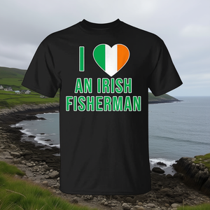 T-shirt « J'aime un pêcheur irlandais » avec drapeau irlandais - Product Image 3