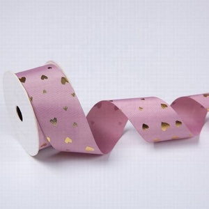 Campione Gratuito <span class=keywords><strong>Nastro</strong></span> Grosgrain da 1 Pollice (25mm) per San Valentino, con Cuori e Stampa Personalizzata in Lamina d'Oro, Design Esclusivo - Product Image 4