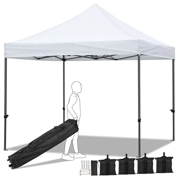 Tenda dobrável para área externa, atacado 10x10 pop up tenda com cobertura instantânea, sombra portátil com bolsa para transportar