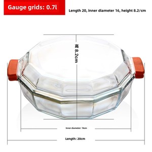 Hxglass forno a microonde uso doppio orecchio esagonale piatto <span class=keywords><strong>di</strong></span> insalata temperato con coperchio resistente al calore torrefazione in vetro pentole - Product Image 5