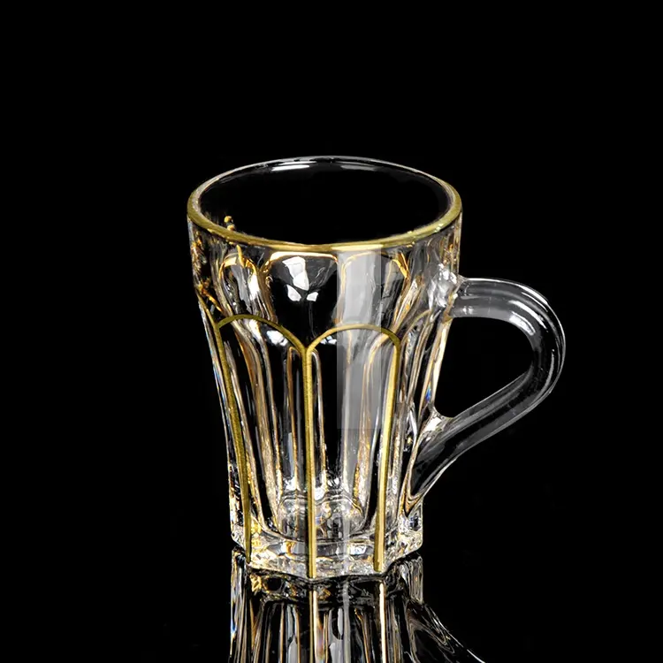 คุณภาพสูง GOLDEN LINE RIM DESIGN 160ML แก้วกาแฟถ้วยแก้ว HANDLE