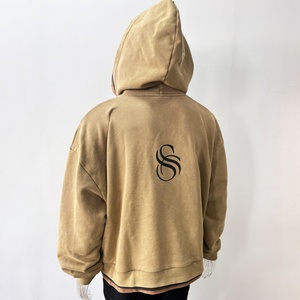 Sweat à capuche zippé personnalisé pour homme, coupe ample et courte, effet délavé, triple capuche, triple couche de fermeture éclair - Product Image 4