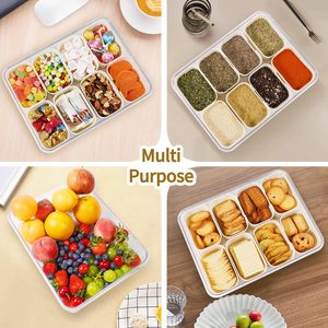 PET Snack Organizer Serving Tray <b>Lid</b> with Handle for Kitchen Storage Camping Party Outdoor Events - Product Image 6