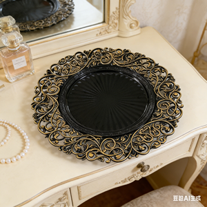 <span class=keywords><strong>Assiette</strong></span> de Présentation Personnalisée en Plastique PP, Motif Creux Doré de Luxe, 13 Pouces, Durable, Lot de 100 Pièces pour Banquets et Mariages, Vaisselle de Décoration de Table - Product Image 5