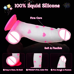 Soft <b>Pink</b> <b>Dildo</b> With Heart Pattern Flexible Shaft For Adult Use natural feel Soft and flexible <b>dildo</b> - Product Image 6