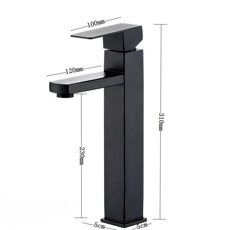 blackened tall basin  water faucet (square body)