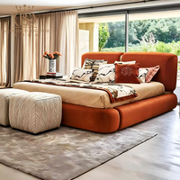 Lit double en tissu orange de luxe BS, nouveau design, pour villa, chambre à coucher, lit double créatif haut de gamme pour villa