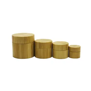 bamboo packaging empty cosmetic cream plastic container 15g 30g 50g 100g wood lid plastic jar bamboo lid cosmetic jar BJ-372AN