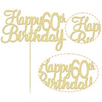 1 Stück Happy 60. Geburtstag Tortendekoration Gold Glitzer Happy Birthday Cake Topper Happy 60. Geburtstag Kuchendekoration für 60. Party
