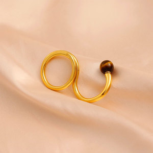 Waterproof Non Tarnish 2 <b>Finger</b> <b>Rings</b> 14k 18k PVD Gold Plated Fashion 316L Stainless Steel Double 2 <b>Finger</b> <b>Ring</b> for Women - Product Image 5