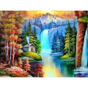 Tự làm kim cương nghệ thuật Kit cho người lớn Vòng Dot cảnh quan thiên nhiên mùa xuân khảm tường sơn in vải cho tất cả các cấp - Product Image 1