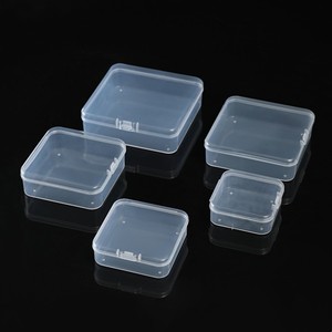 Square Pp Plastic Box With Lid <b>Stackable</b> Jewelry <b>Storage</b> <b>Container</b> Small Size Desktop Organizer Transparent Packaging Case - Product Image 3
