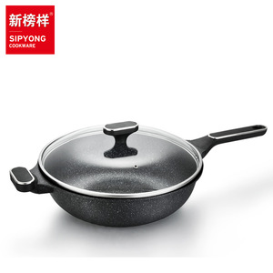Gold Point Die-Cast Non-Stick Wok X2244 Maifan Stone Flat Bottom Induction Compatible - Product Image 2