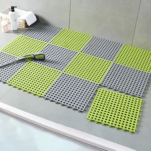 批发Alfombrilla绿色和灰色拼接防水TPE防滑浴缸地毯地垫淋浴浴缸