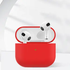 AirPods第3世代用の超薄型1.5mm液体シリコンケース-AirPods3ケースカバー用、ワイヤレス充電、耐衝撃性