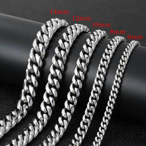 QIUHAN MOQ 1 Stück Herren Hip-Hop Punk Silberfarbene Schwere Dicke 18mm Panzerkette Schmuck Edelstahl Kubanische Gliederkette Halskette - Product Image 2