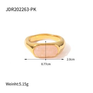 Anillo de Dedo de Acero Inoxidable con Piedra Natural, Joyería Personalizada Popular - Product Image 6