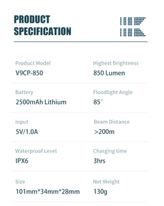 <span class=keywords><strong>Lampe</strong></span> de vélo LED Gaciron OEM, très puissante, 850 <span class=keywords><strong>lumens</strong></span>, rechargeable par USB, étanche IPX6, en aluminium, avec batterie remplaçable - Product Image 4