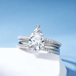 Fine Jewelry Customized 925 Sterling <b>Silver</b> Multi-Layer Pear Cut 5A White Cubic Zirconia Rhodium Plated Luxury Engagement <b>Ring</b> - Product Image 2