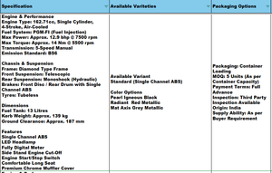 Motocyclette à essence manuelle Unicorn 160 160cc avec ABS, économe en carburant, design moderne BS6, deux-roues indien, fournisseur exportateur - Product Image 4