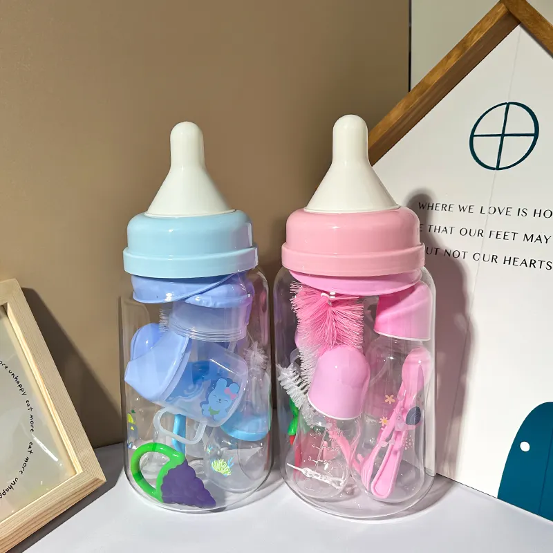 Kotak hadiah produk bayi Set botol susu besar bebas BPA kotak puff bedak bayi baru lahir kualitas tinggi pabrik