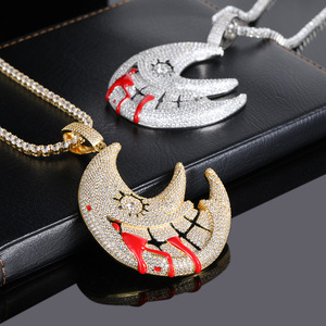 Hip Hop Necklace Moon Pendant Necklace Trippie <b>Red</b> Same Style Exaggerated Funny Fashion Jewelry Accessories - Product Image 4