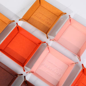 Boîte de rangement pliable en cuir Sunshine, carrée, rose, orange, marron, organiseur de cosmétiques et de bijoux, support de clés pour bureau, entrée, voiture - Product Image 4