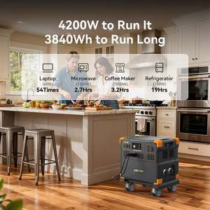 Station d'alimentation portable PECRON E3800LFP 4200W 3840Wh LiFePO4 avec contrôleur MPPT, démarreur de batterie et support solaire - Product Image 6