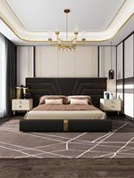 Lit mural réglable en cuir de style royal européen, taille King, avec cadre en chêne, moderne, doré, luxueux, durable, personnalisable, garantie 1 an - Vente flash