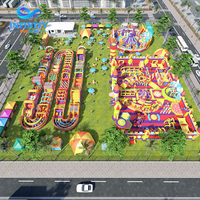 Parc de jeux gonflables commercial extérieur pour enfants, grand parc à trampolines avec obstacles, fournisseur de parcs de saut gonflables