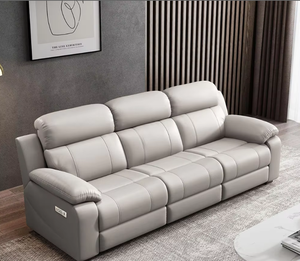 Ensemble de meubles modulaires de salon en cuir PU inclinables électriques, canapé inclinable 3 places avec ports USB, vente en gros - Product Image 3