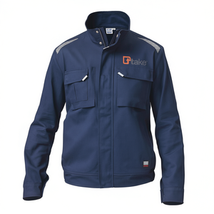 Veste de travail Ttake, coupe classique, taille M, bleu foncé, design avec poches utilitaires - Product Image 2