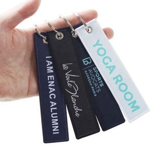Hot Selling <b>Custom</b> Fabric <b>Keychain</b> with Cheap Embroidery Jet Tag Promotional Carabiner <b>Keychain</b> - Product Image 4