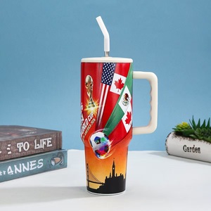 แก้วน้ำรถยนต์ New World ขนาด 40 ออนซ์ คุณภาพสูง พร้อมหูจับ แก้วเก็บความร้อนขนาดใหญ่ พร้อมหลอดดูด ดีไซน์ทันสมัย - Product Image 4