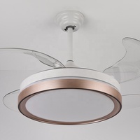 Ventilador de Techo Moderno con Motor DC, Luces LED y Control Remoto, 4 Aspas, para Hogar y Oficina