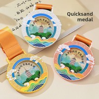 Médailles personnalisées en métal à sable liquide pour événements de marathon, plaques d'honneur créatives en émail sur mesure pour compétitions sportives, avec impression de logo possible