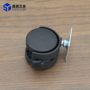 Shengyuan 1.5 Inch Flatbed Caster With Brake Nylon <b>Wheel</b> <b>For</b> <b>Table</b> Chair Trolley 56mm Height 2.0mm Plate - Product Image 2